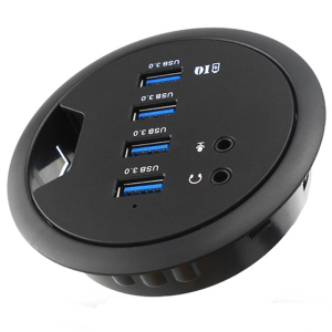 High Speed 4 Ports USB 3.0 Charging Hub Expansion with Audio Power Adapter Cable for Desktop